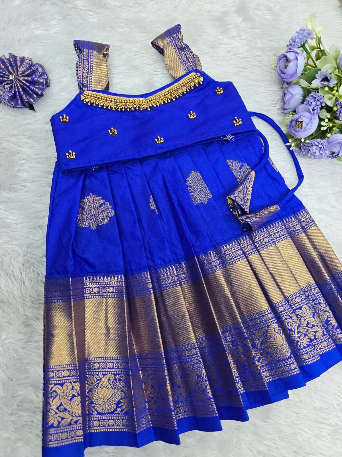 KUMBAKONAM SOFT SILK LEHENGA WITH AARI WORK TOP