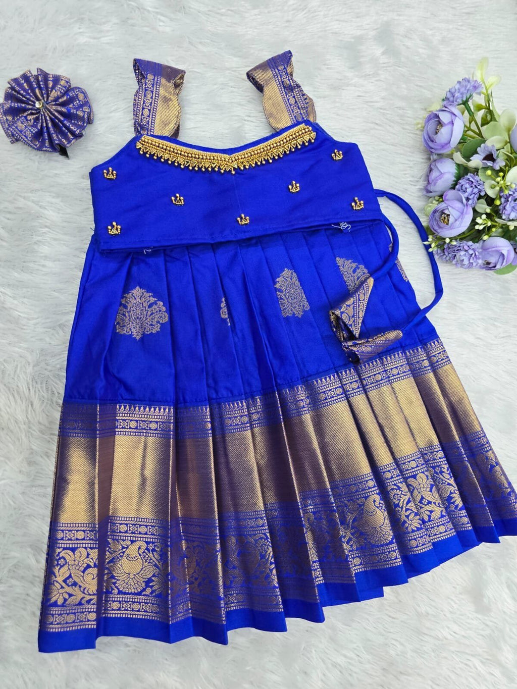 KUMBAKONAM SOFT SILK LEHENGA WITH AARI WORK TOP