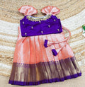 TISSUE BANARASI SILK PATTU PAVADAI WITH AARI WORK TOP