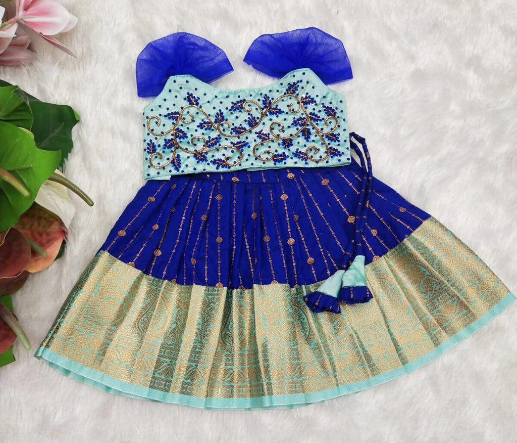 KUMBAKONAM SOFT SILK PATTU PAVADAI WITH AARI & FRENCH KNOT WORK
