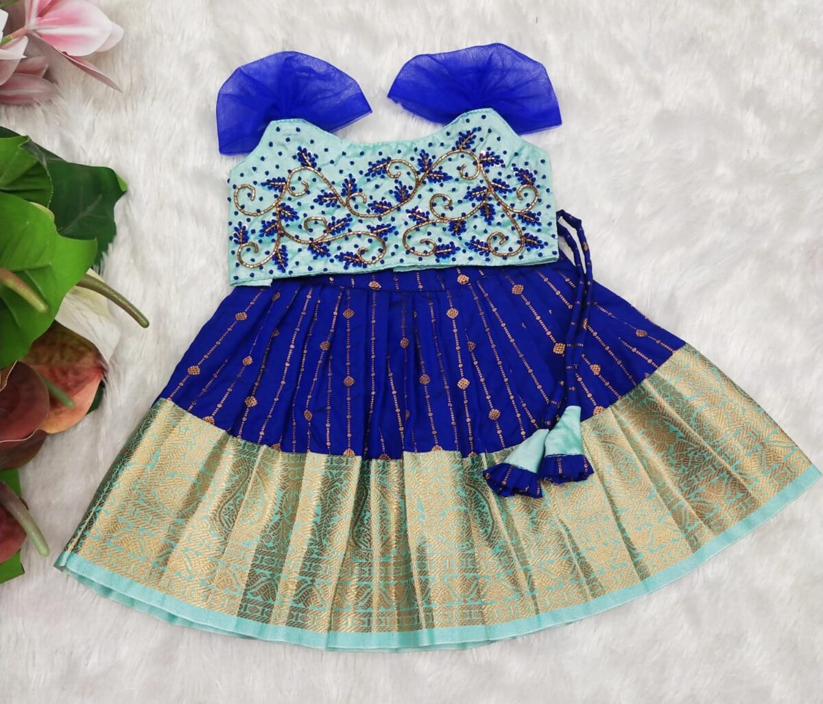 KUMBAKONAM SOFT SILK PATTU PAVADAI WITH AARI & FRENCH KNOT WORK