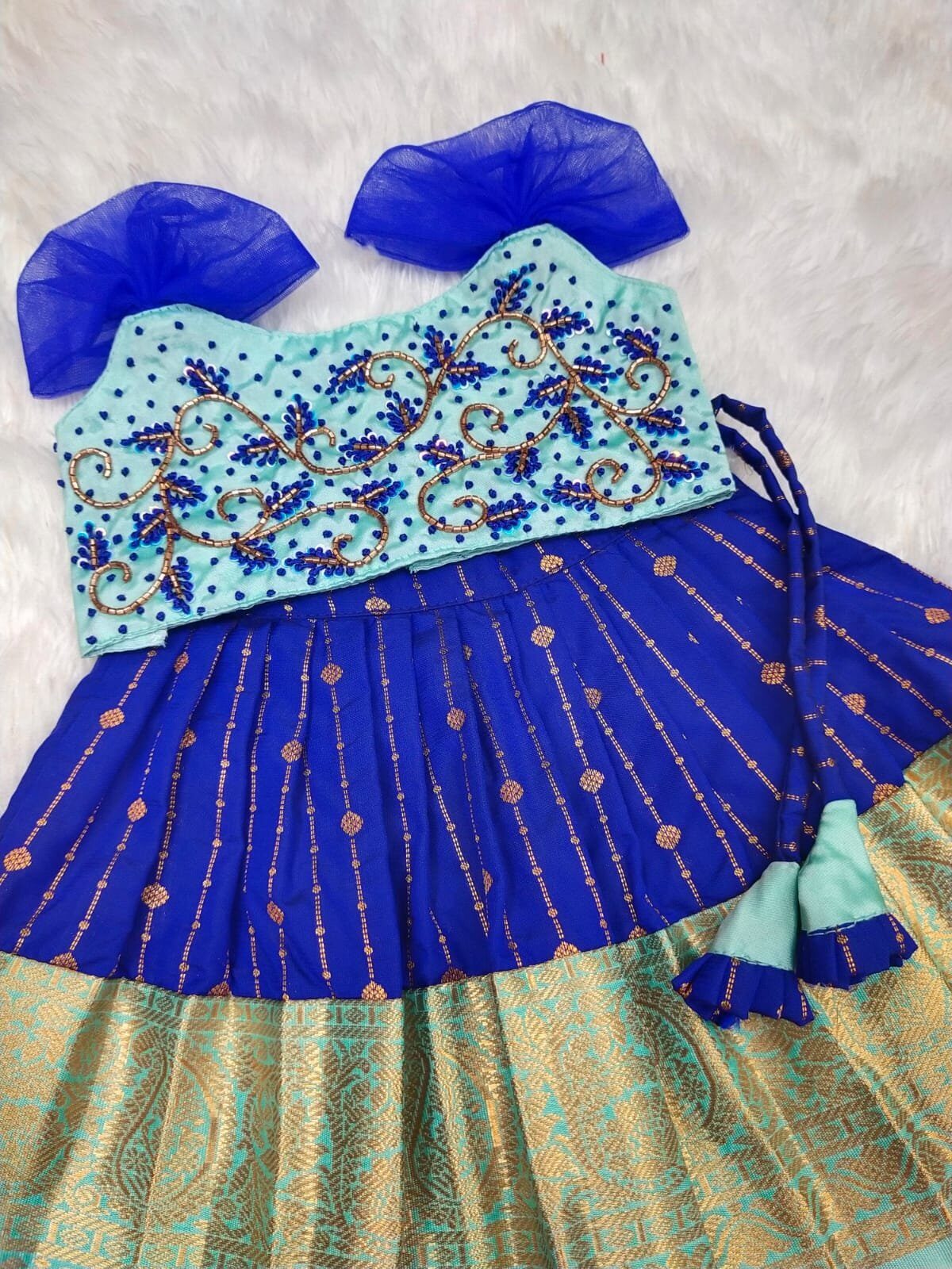 KUMBAKONAM SOFT SILK PATTU PAVADAI WITH AARI & FRENCH KNOT WORK