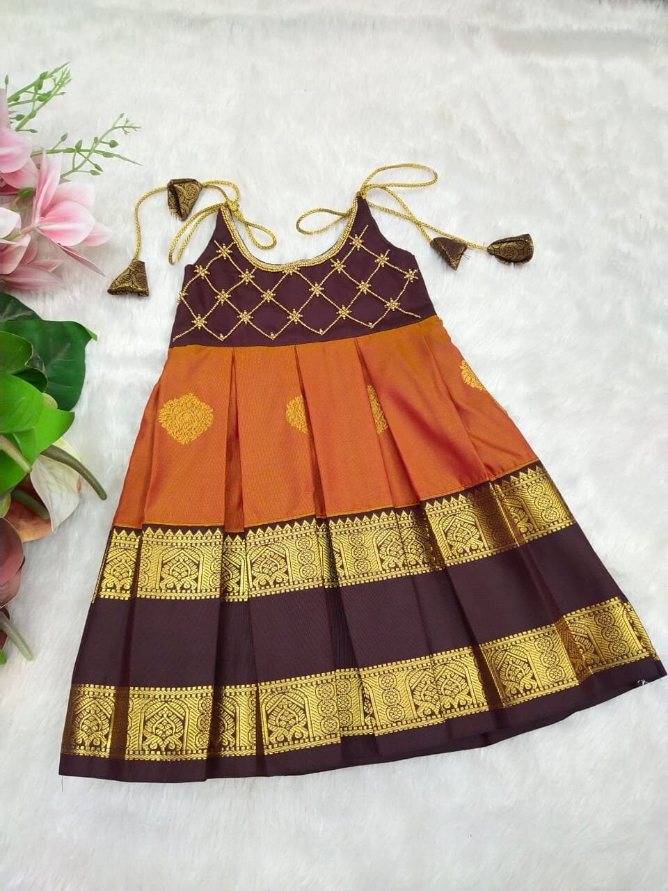KUMBAKONAM SOFT SILK FROCK WITH AARI WORK