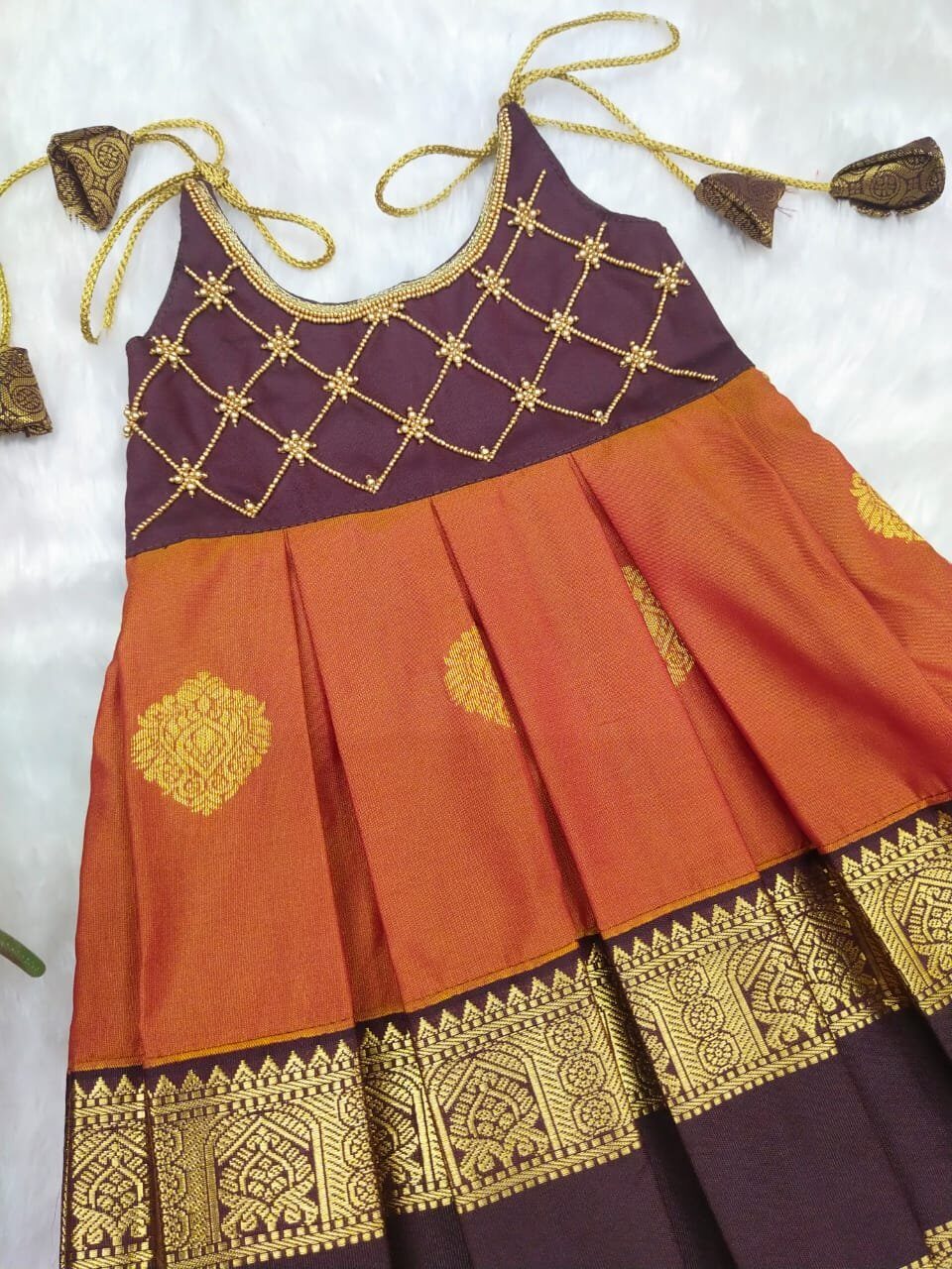 KUMBAKONAM SOFT SILK FROCK WITH AARI WORK