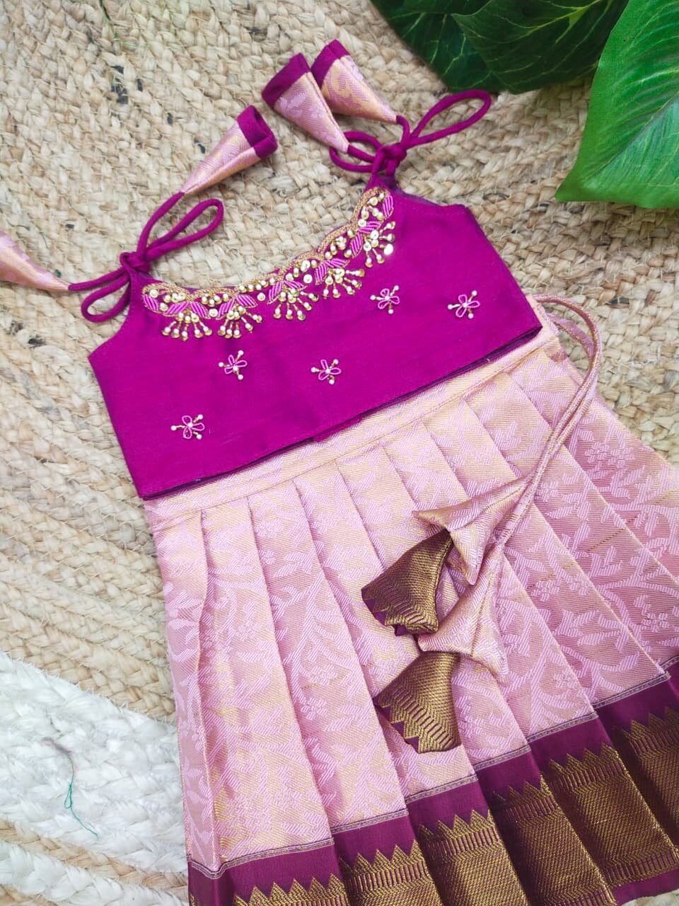 KANCHI PATTU LEHENGA WITH AARI WORK TOP
