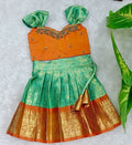 Semi Banarasi Pavadai with Aari Work Top