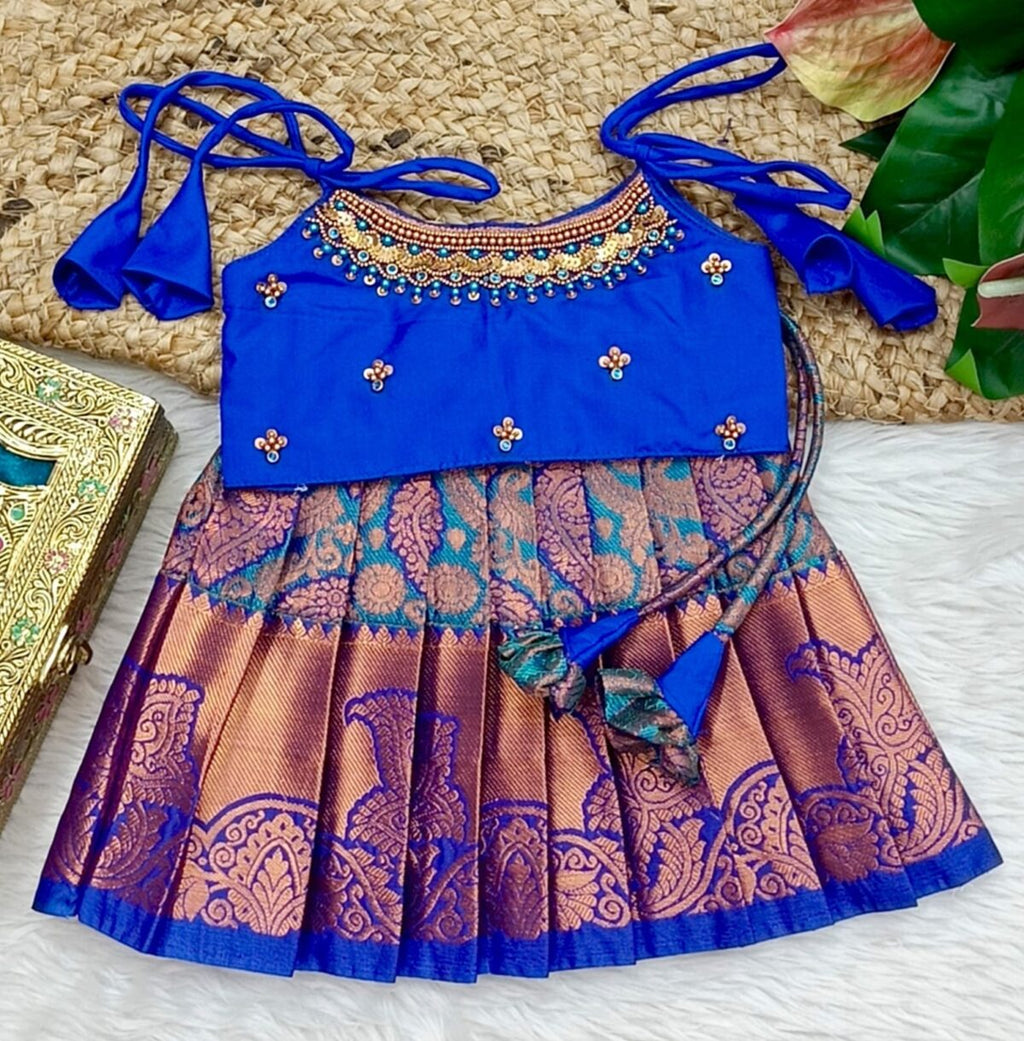 Kanchipattu Lehenga with Aari Work Blouse
