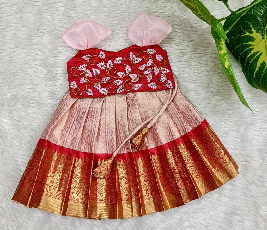 Semi Banarasi Lehenga with Silk Cotton Aari Work Top