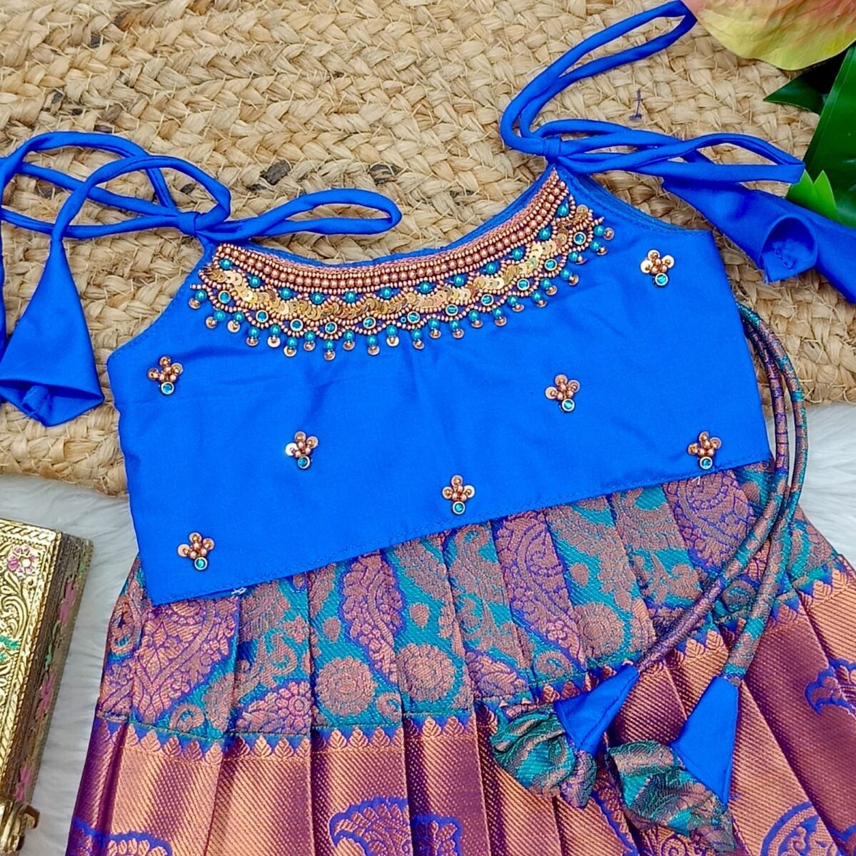 Kanchipattu Lehenga with Aari Work Blouse