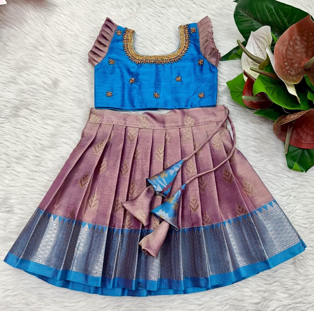 Kanchi Pattu Padavadai with Aari Work Blouse