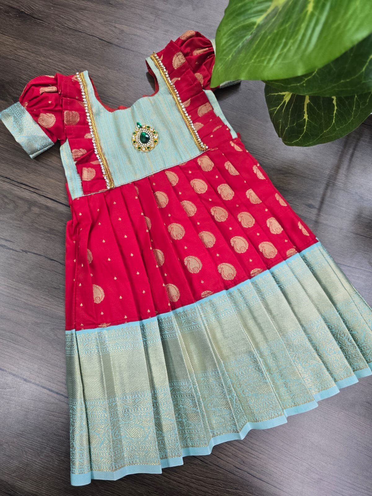 Kumbakonam Soft Silk Pattu Frock with Traditional Border