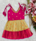 Traditional Semi Silk Pattu Frock with Aari Work Designer Blouse