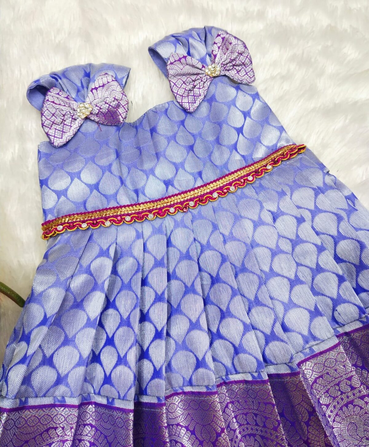 Semi Kanchi Pattu Frock with Zari Work