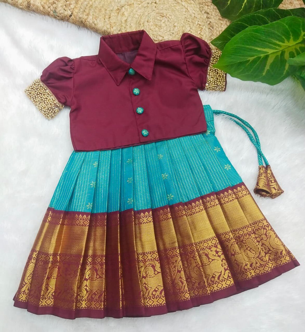 Kumbakonam Soft Silk Diamond Needle Weaving Pattu Pavadai