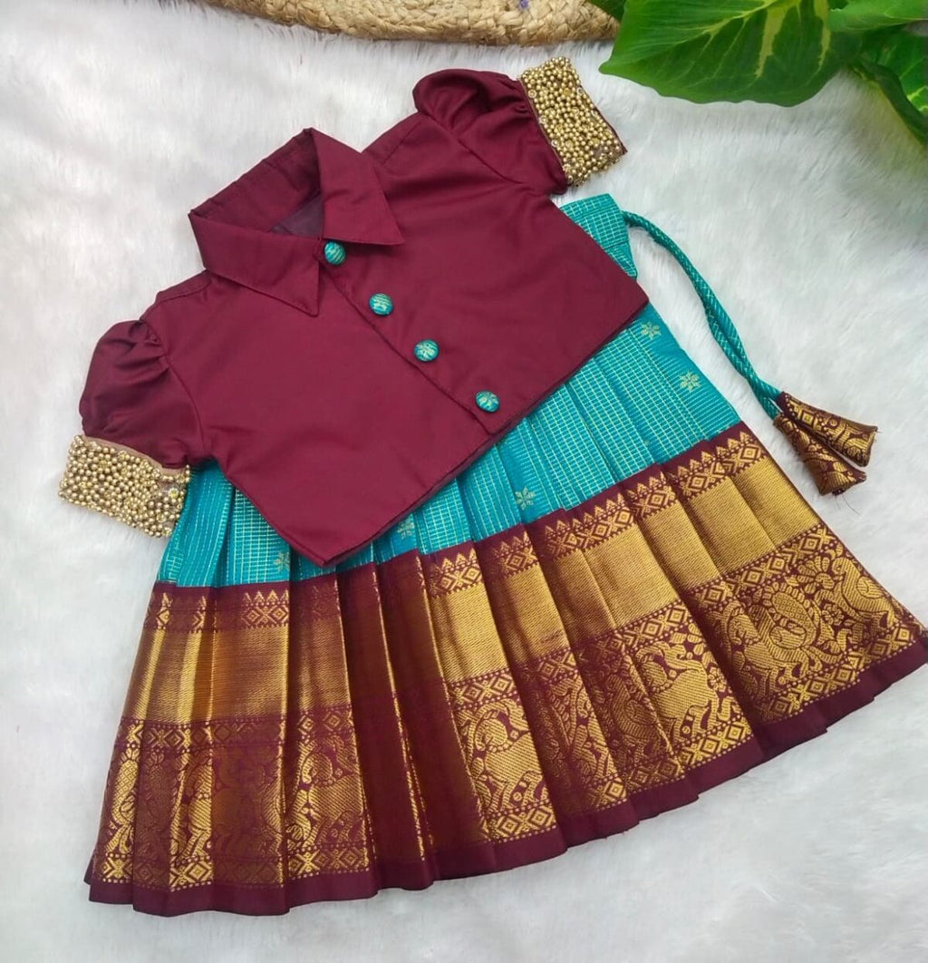 Kumbakonam Soft Silk Diamond Needle Weaving Pattu Pavadai