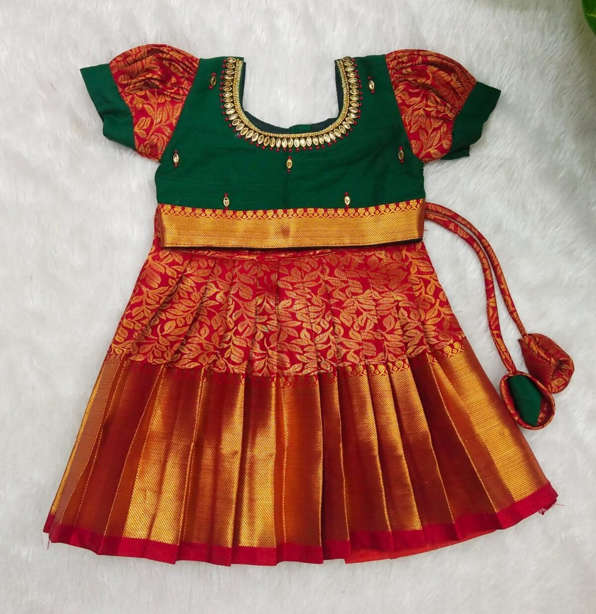 Kanchipattu Pavadai with Aari Work
