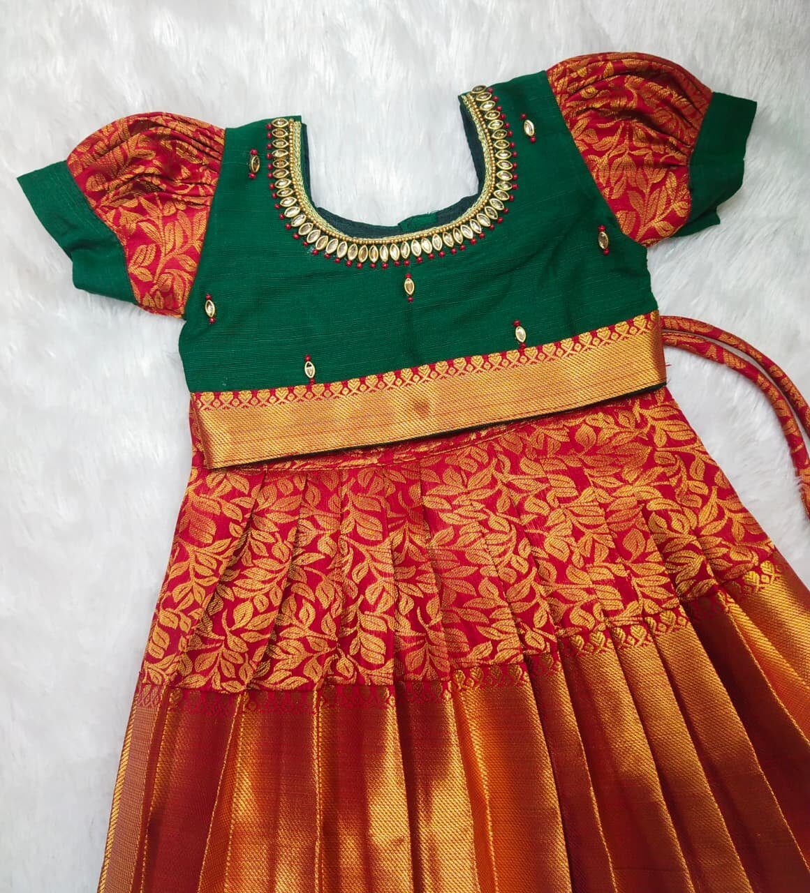 Kanchipattu Pavadai with Aari Work