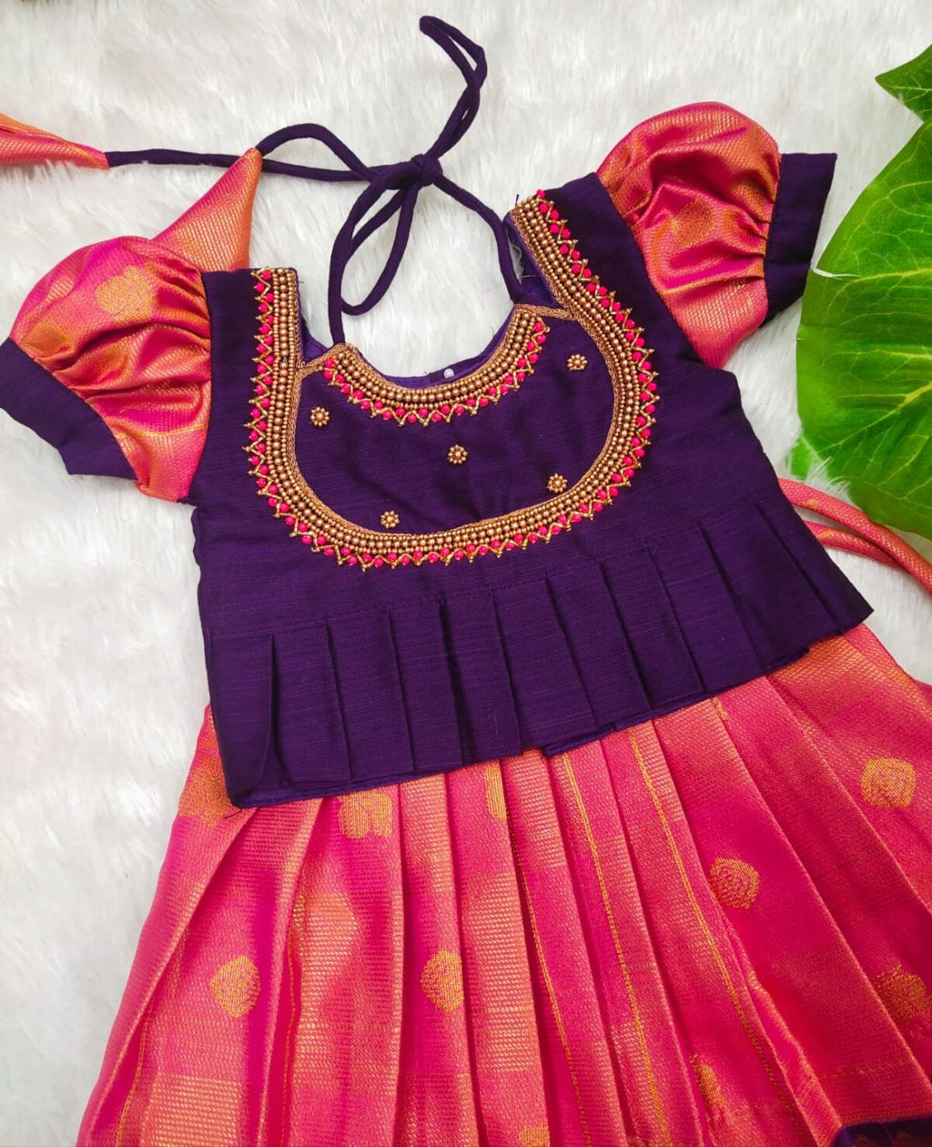 Kumbakonam Soft Silk Pattu Pavadai with Aari Work Top