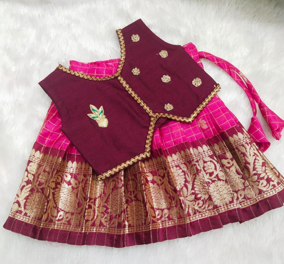 Organza Pattu Pavadai with Zari Work Top