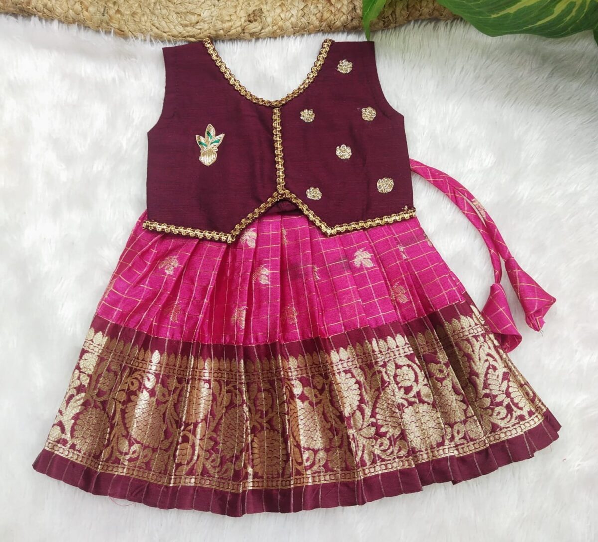 Organza Pattu Pavadai with Zari Work Top