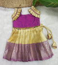 Kanchi Pattu Pavadai with Ruffle Sleeve Top