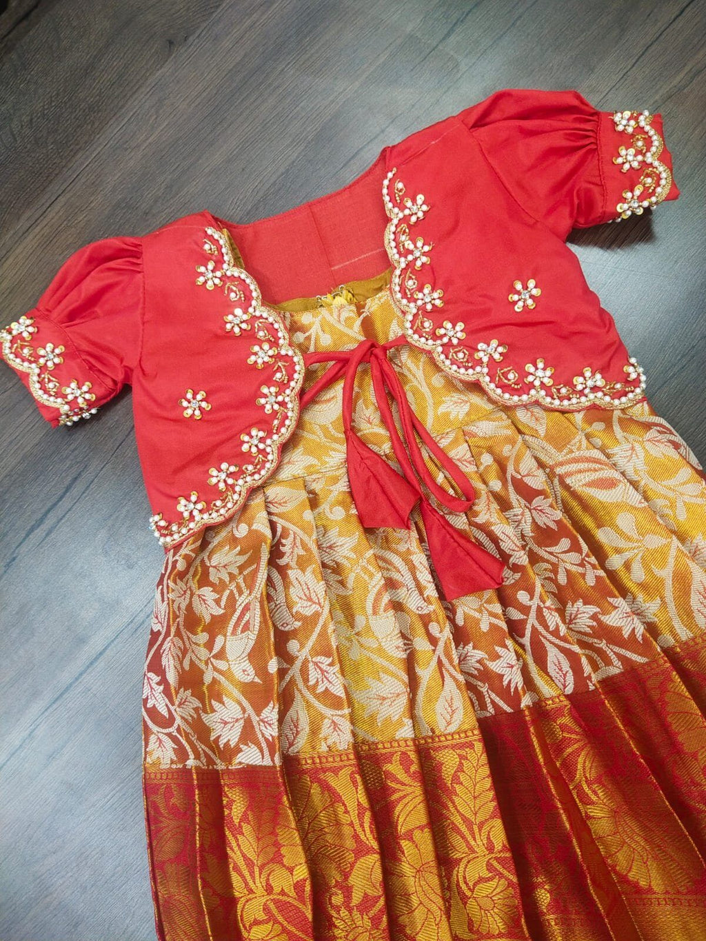 Kanchi Pattu Pavadai with Coat