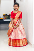 SEMI BANARASI KIDS HALF SAREE(SELF SHAWL)