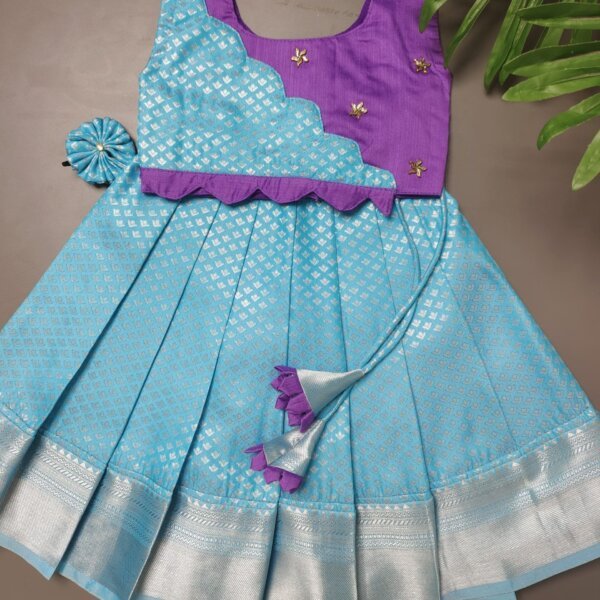 Aaradhya Purple-Blue Kanchi Pattu Frock