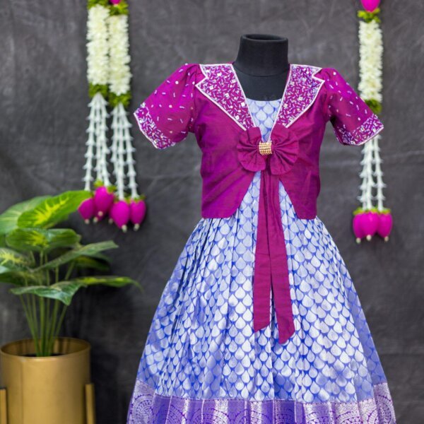 Kanchi Pattu Full Frock with Overcoat
