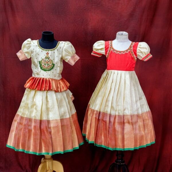 Cora Silk Lehanga & Frock Sisters Combo