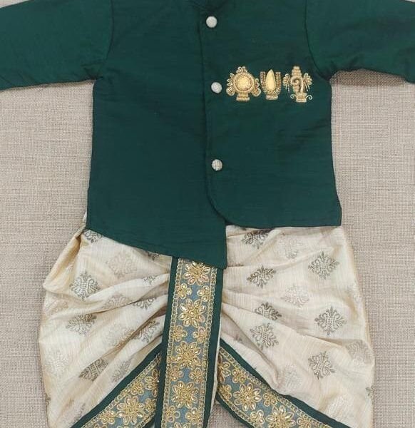 Raw Silk Kurta & Dhoti Set – Traditional Elegance with Handcrafted Detailing