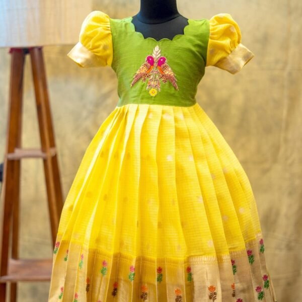 Cota Fabric Paithani Border Full Frock