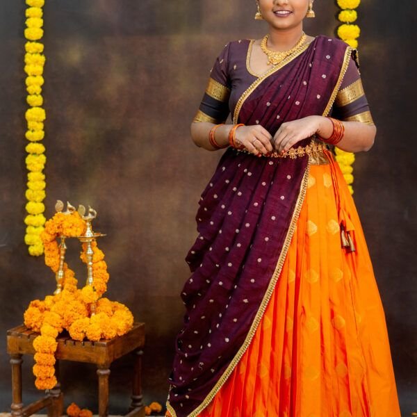 Royal Maroon Sunset Half Saree ✨ Exclusively at Pretty Pattu Boutique 💛