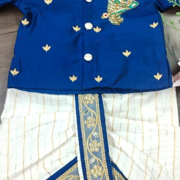 Premium Raw Silk Dhoti and Kurta with Aari Work