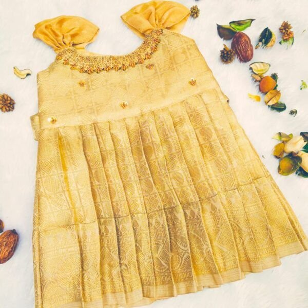 PREMIUM TISSUE BANARASI SILK FROCK WITH AARI WORK
