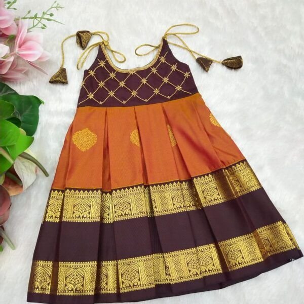 KUMBAKONAM SOFT SILK FROCK WITH AARI WORK