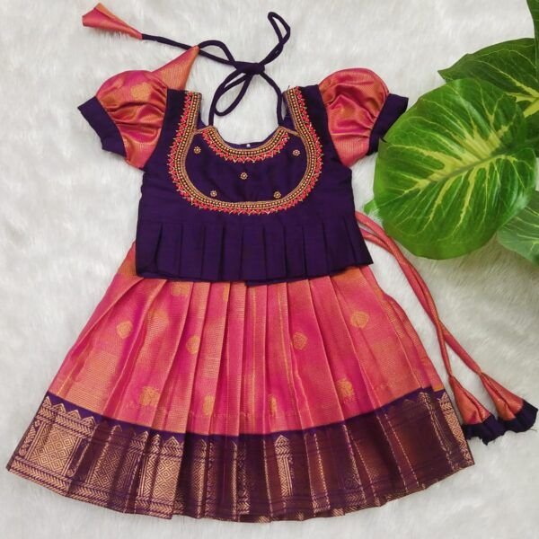 Kumbakonam Soft Silk Pattu Pavadai with Aari Work Top