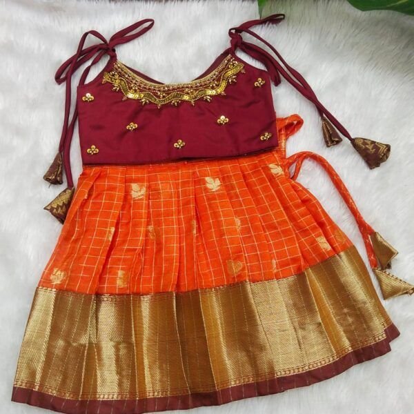 Organza Pattu Pavadai Top with Knotted Sleeve for New Born