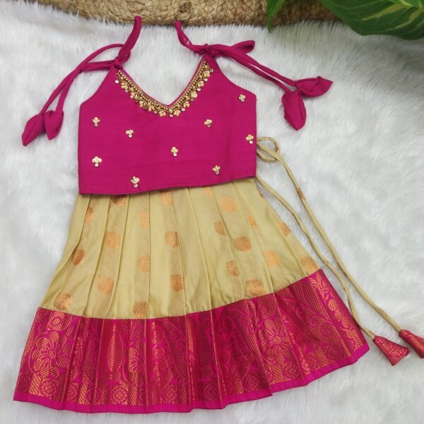 KANCHI PATTU PAVADAI WITH AARI WORK