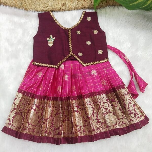 Organza Pattu Pavadai with Zari Work Top