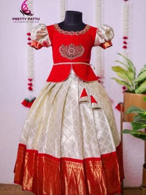 Semi-banarasi silk lehanga white