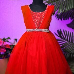 Beautiful red net frock