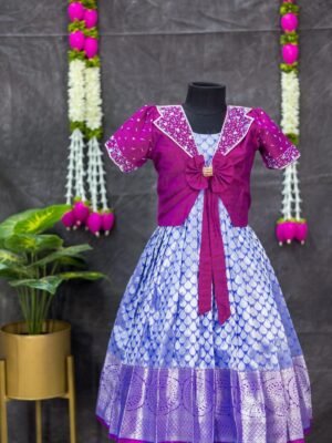 Kanchi Pattu Full Frock with Overcoat