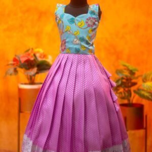 Kanchi Pattu Lehenga with Premium Kalamkari Top