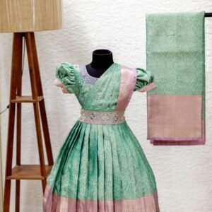 Semi Banarasi Full Frock - Half Saree Model