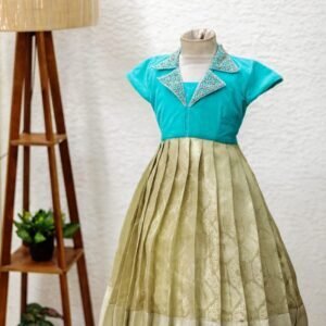 Tissue Banarasi Full Frock with Velvet Top