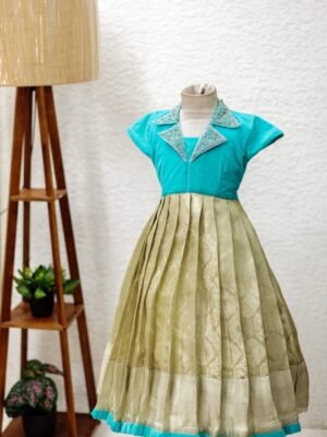 Tissue Banarasi Full Frock with Velvet Top