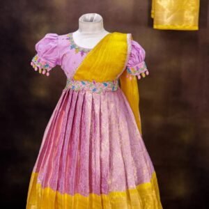 Semi Banarasi Full Frock – Half Saree Model