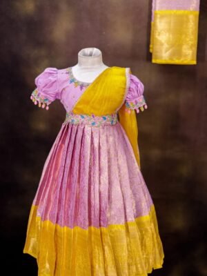 Semi Banarasi Full Frock – Half Saree Model