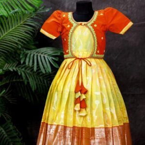 Ragat Fabric Full Frock with Overcoat Model